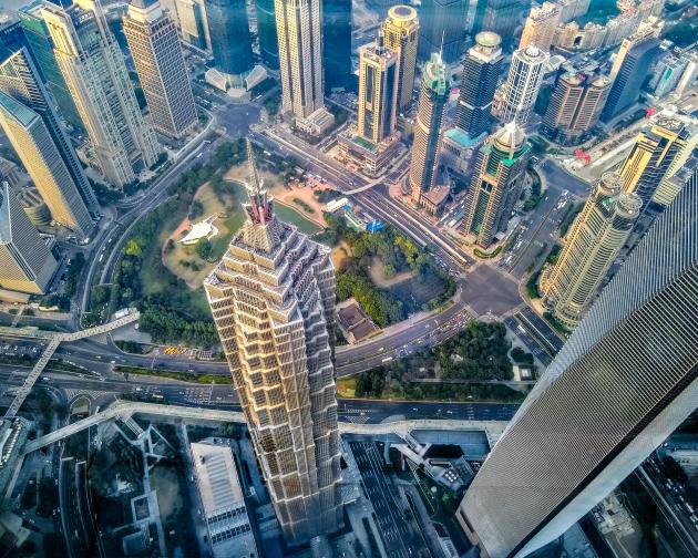 view of Shanghai tower from above