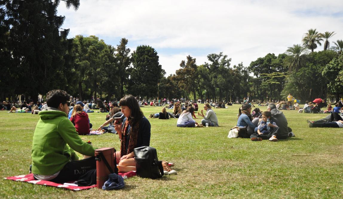 many groups of people picnicking Bosques de Palermo in Buenos Aires