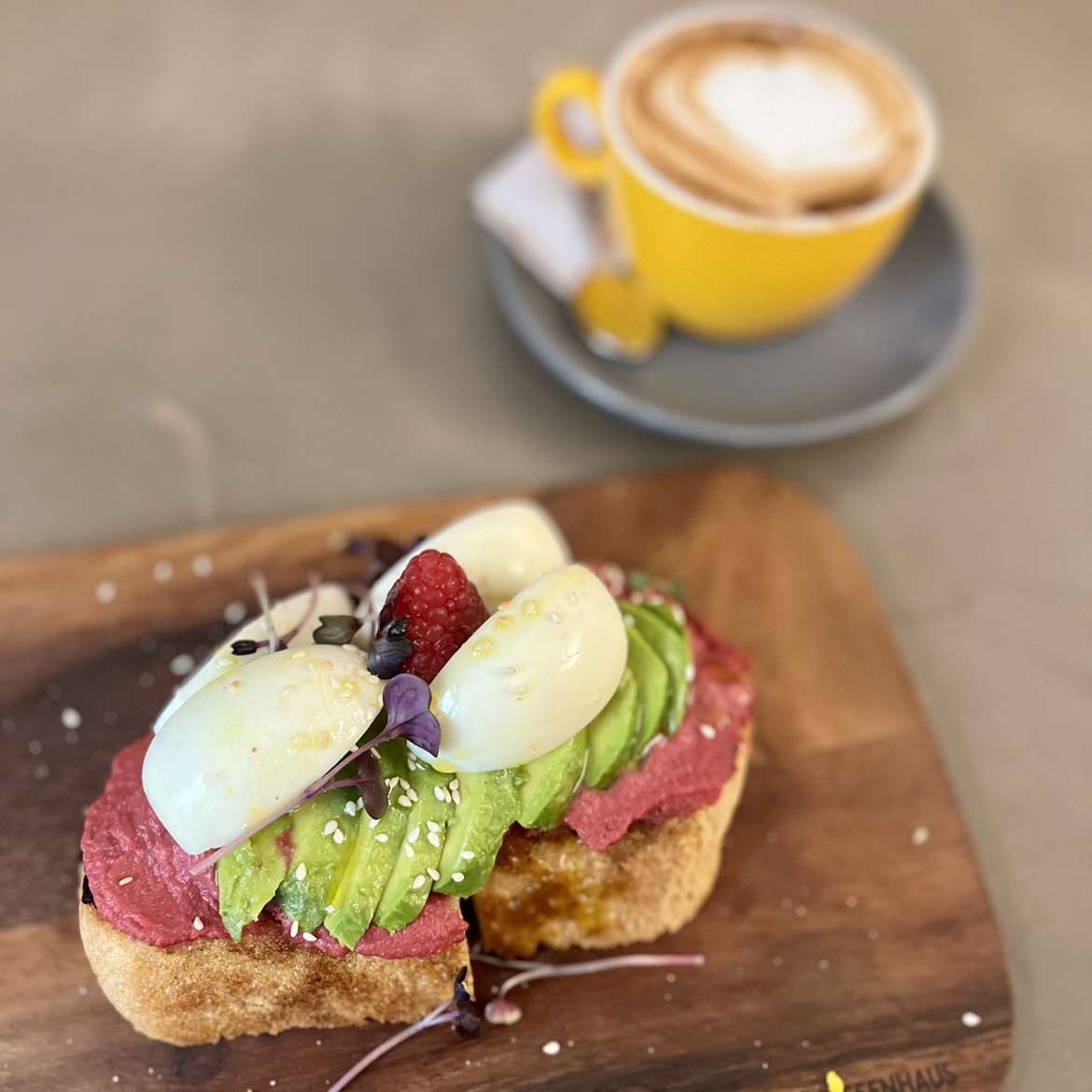 avo toast + cappuccino