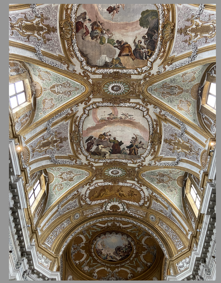 beautifully adorned church ceiling 