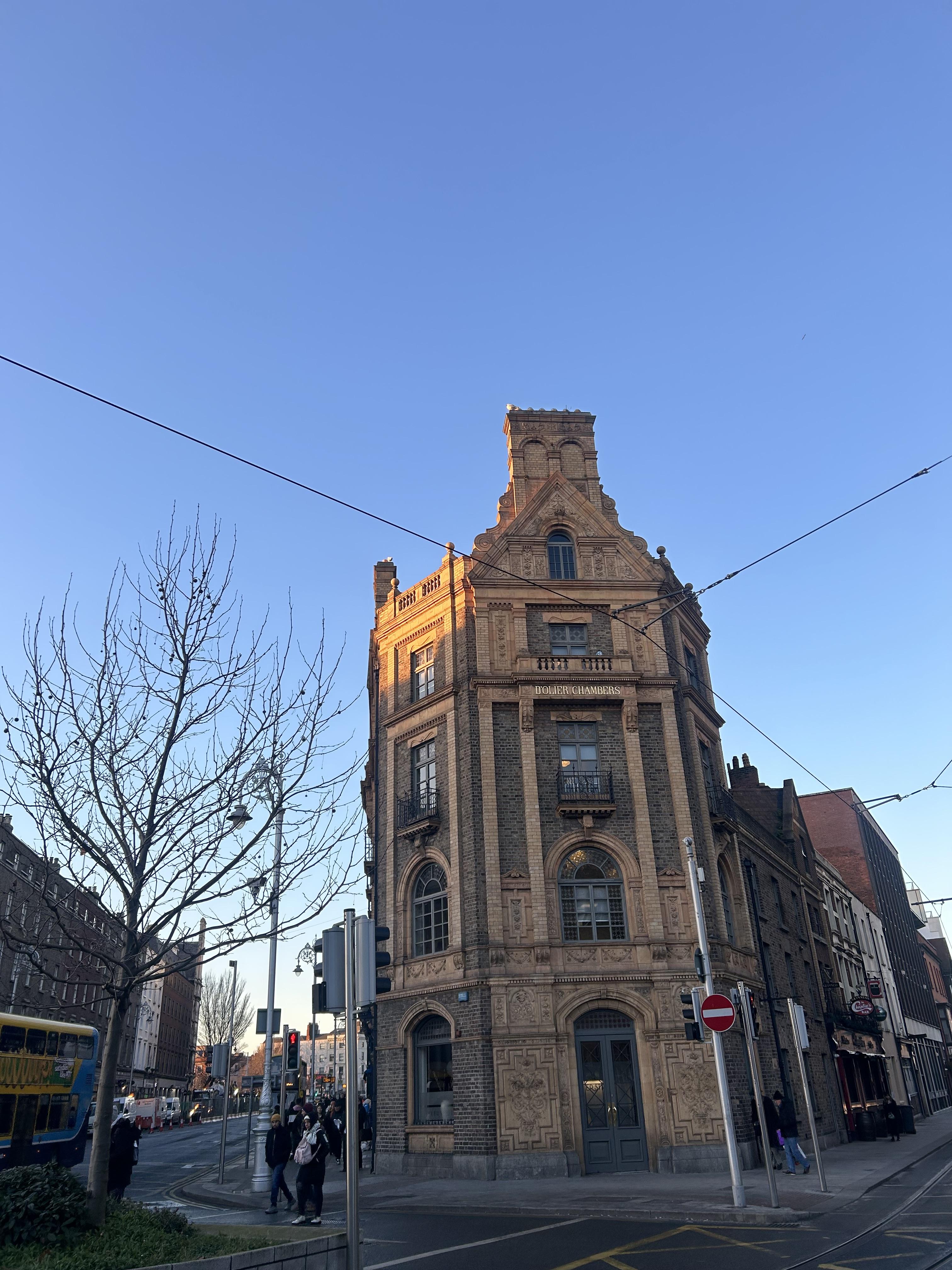 View of beige building 