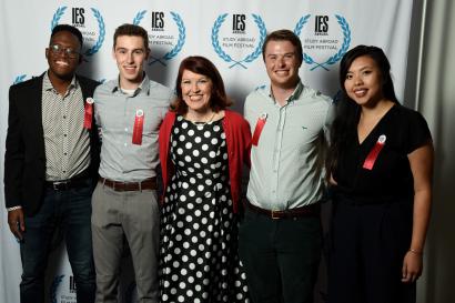 IES Abroad team smiling at a Film Festival event 