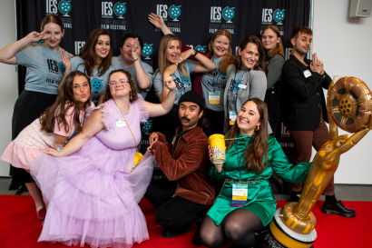 Film Festival silly group photo on red carpet