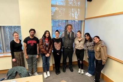 Dave Neita with students at lecture series