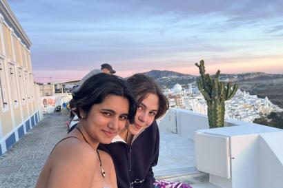 Astha and Lilah in Santorini!