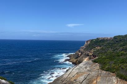 A view of the sea atop cliffs in the Royal National Park.