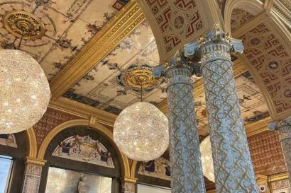 The ceiling of the cafe at the V&A Museum