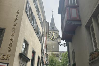 Picture of the St. Peter Church in Zurich on a Rainy Day