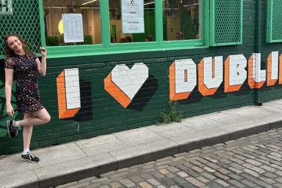 Me in front of a building with I <3 Dublin painted on it. 