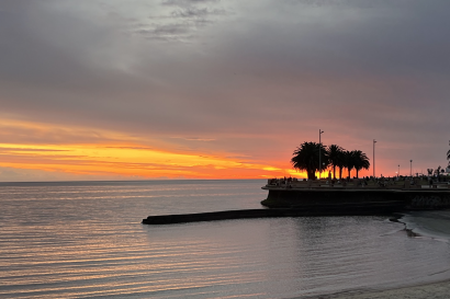  view of the sunset from the beach in Montevideo, Uruguay