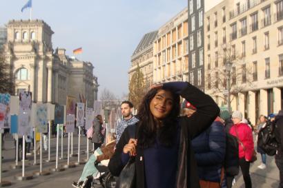 Me standing in the city center next to the Brandenburg gate