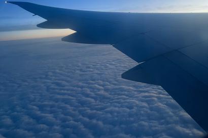 View of clouds from a plane window 