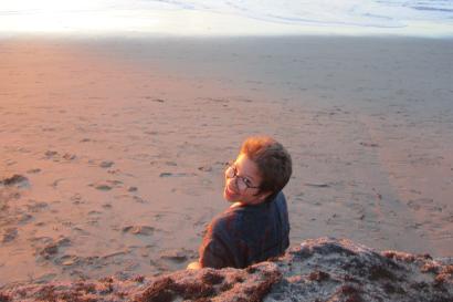 Anya on the beach in San Francisco