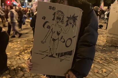 Photo of screen printed feminist poster from Atocha manifestation in Madrid