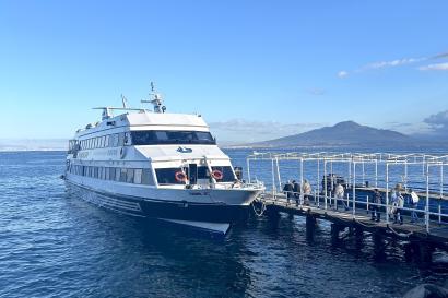 A ferry at the dock ready to take us to Capri!