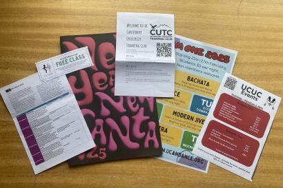 a collection of flyers that I picked up at the University of Canterbury club fair