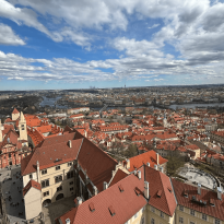Overhead view of the city of Prague