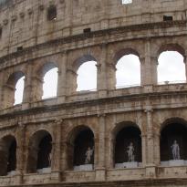 A view of the colosseum from below