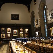 Warmly lit dining hall on the New School's campus