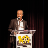 Patrick Jager, Film Festival Host, at the podium