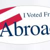 Digital sticker reading "I Voted From Abroad" with an American flag across one corner