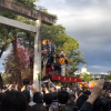 Dashi matsuri float against Toyota-shi torii