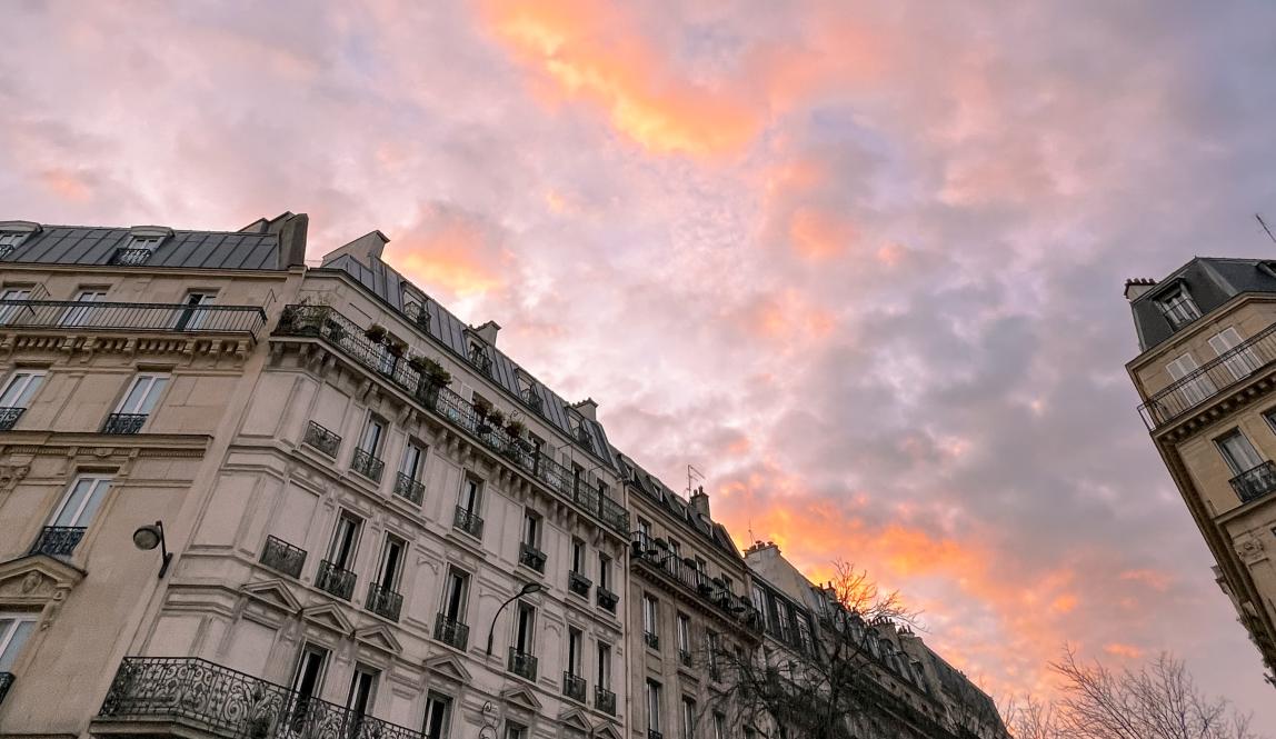 Buildings and Sunset in Paris, France 