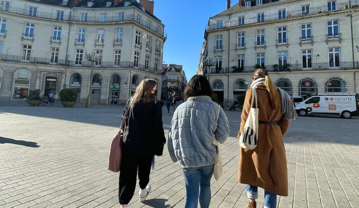 Girls walking in Nantes, France