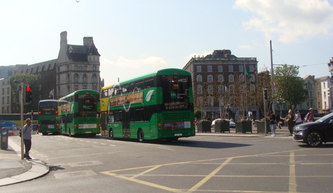 An image of a bus and some general city views.