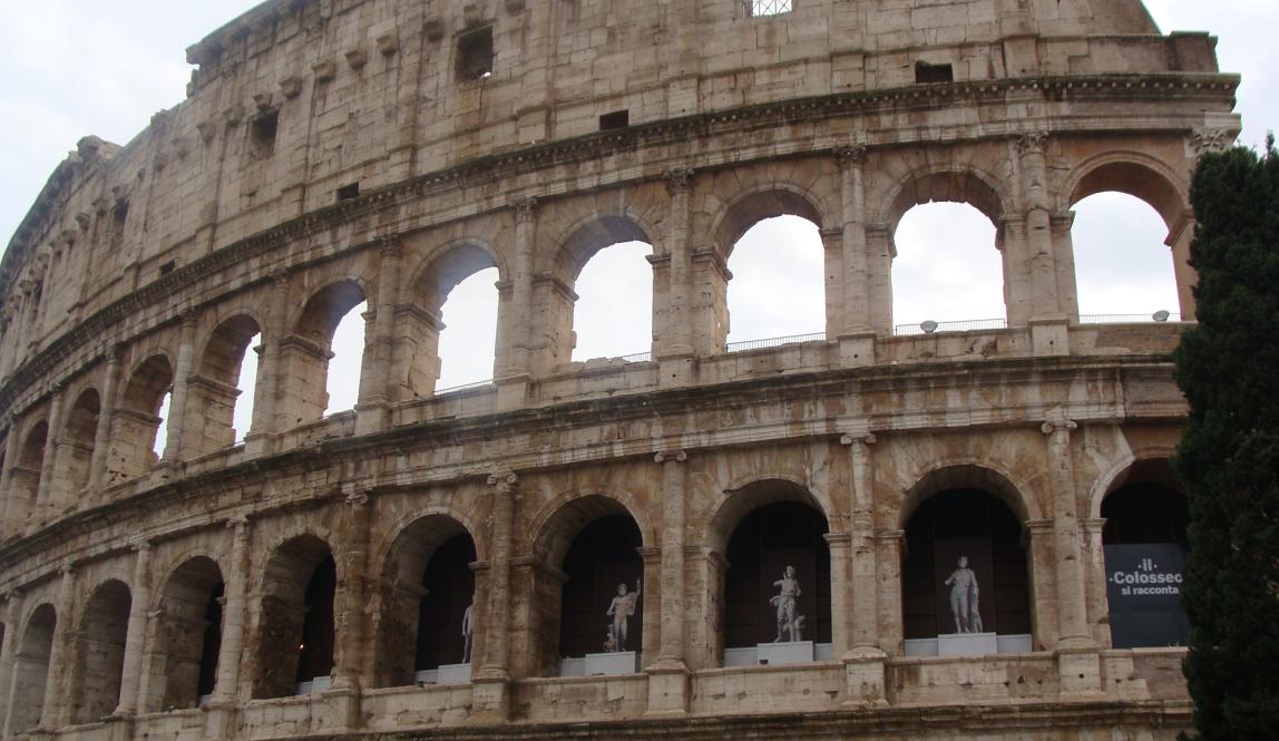 A view of the colosseum from below