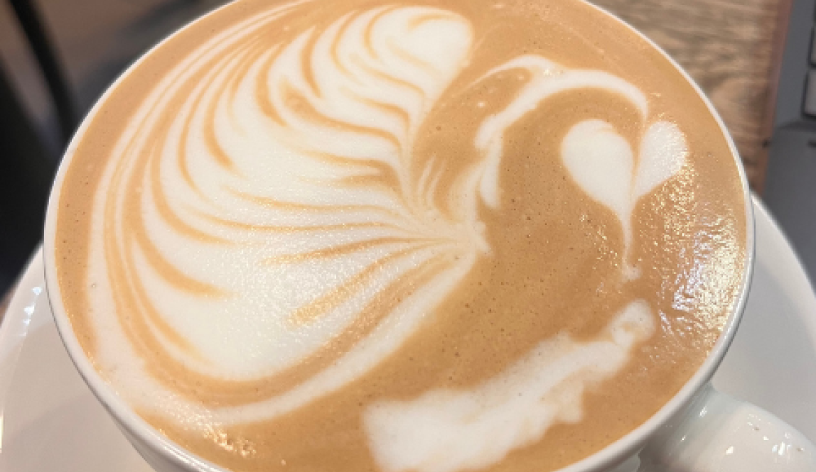 Latte art featuring a swan