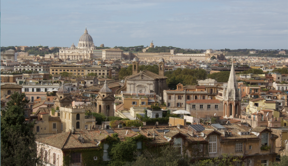 Rooftop view of Rome buildings 