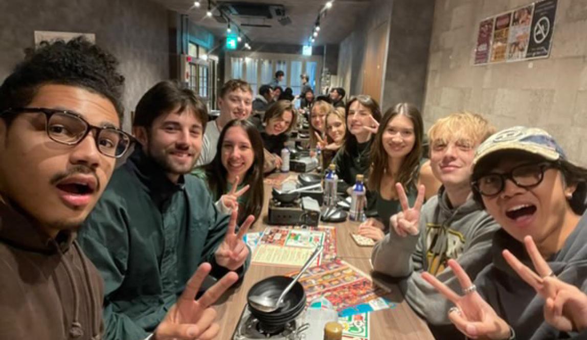 Group of Nanzan University CJS students at an izakaya