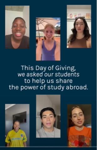 Screenshot of students for Day of Giving