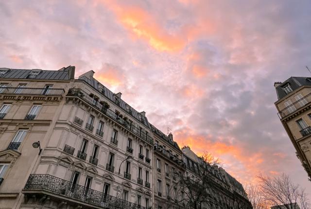 Buildings and Sunset in Paris, France 