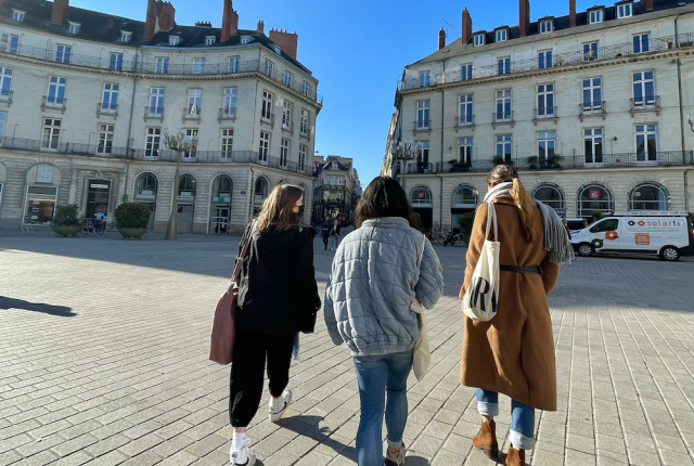 Girls walking in Nantes, France
