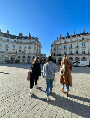 Girls walking in Nantes, France