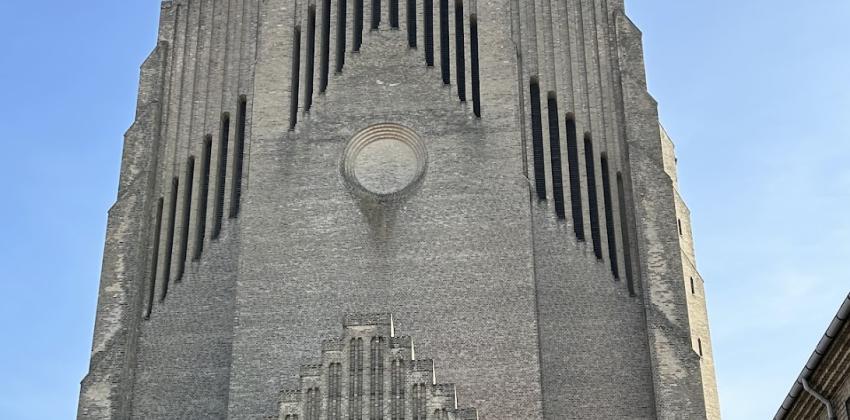 Grundtvig's Church as seen in the Shrek cinematic universe in Copenhagen, Denmark